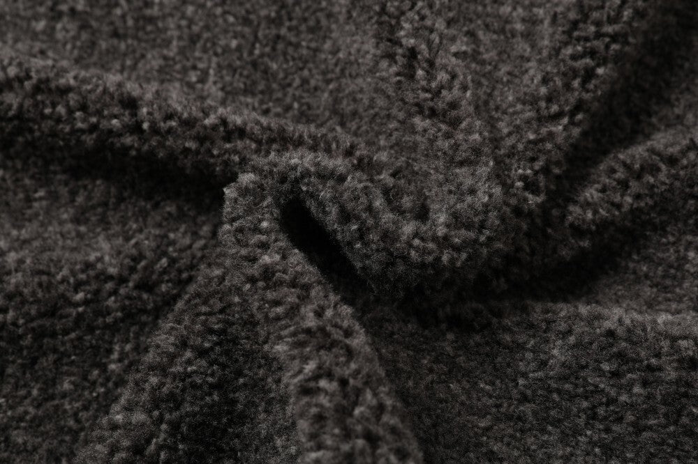 Faux Shearling Hooded Bomber Jacket with Fur Trim