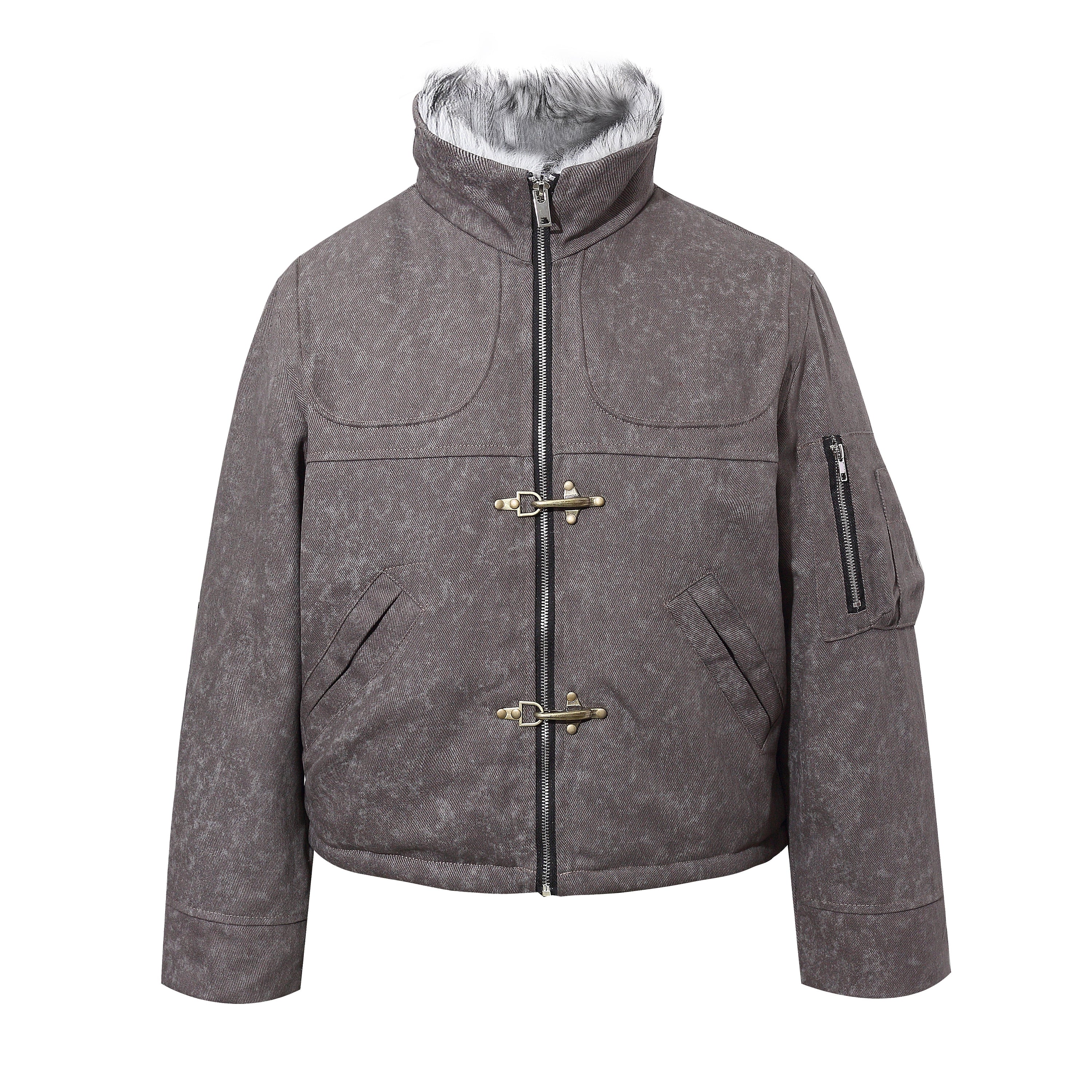 Omirad Vintage Toggle Cotton Jacket | Faux Fur Collar