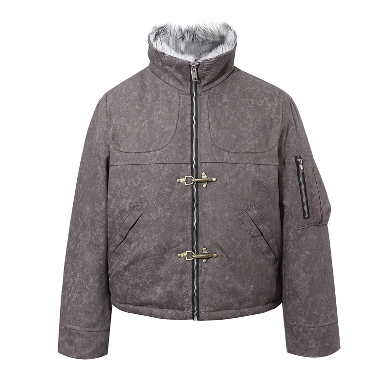 Omirad Vintage Toggle Cotton Jacket | Faux Fur Collar
