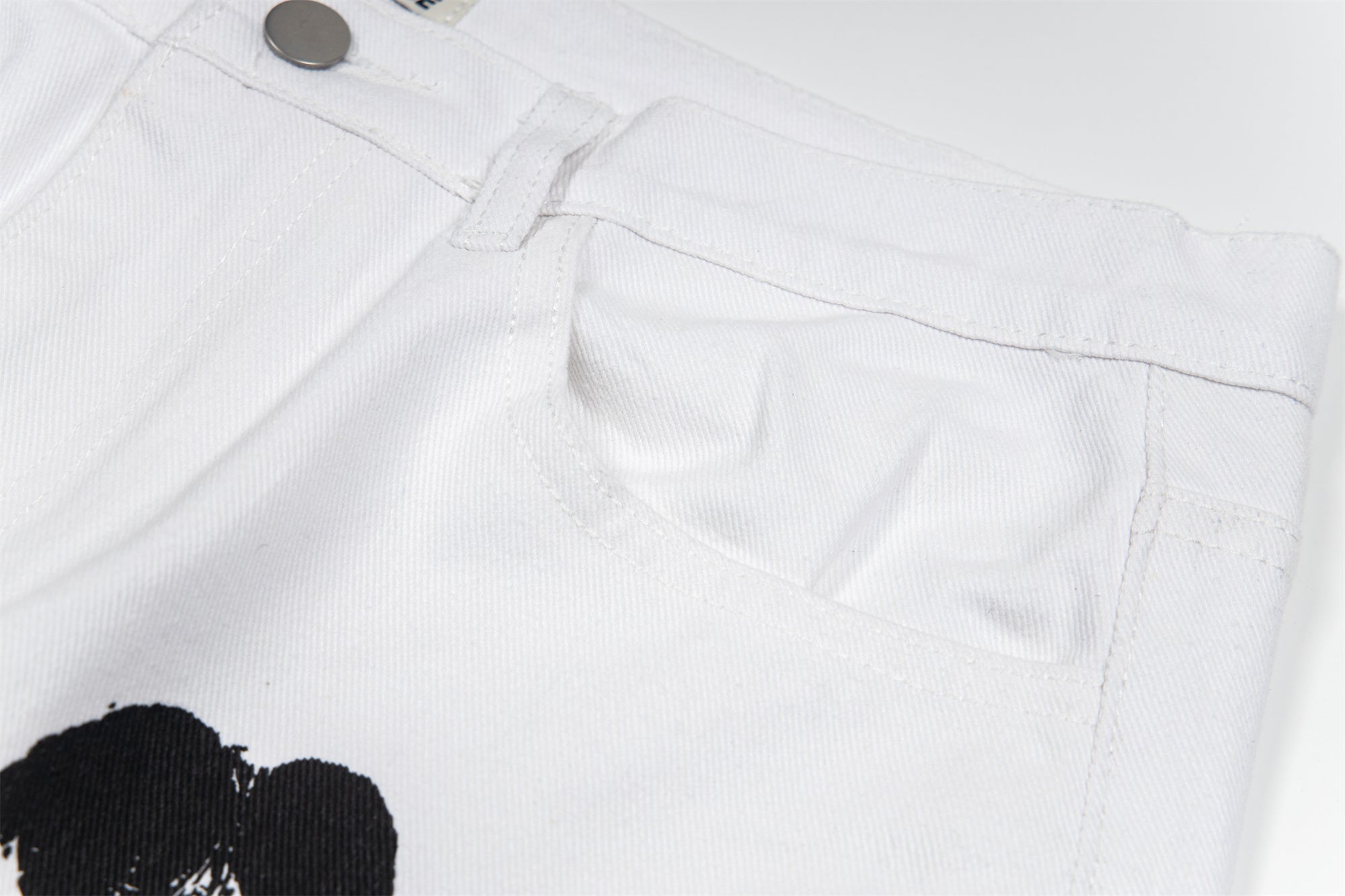 Omirad Handprint White Denim Pants | Wide-Leg Street Style