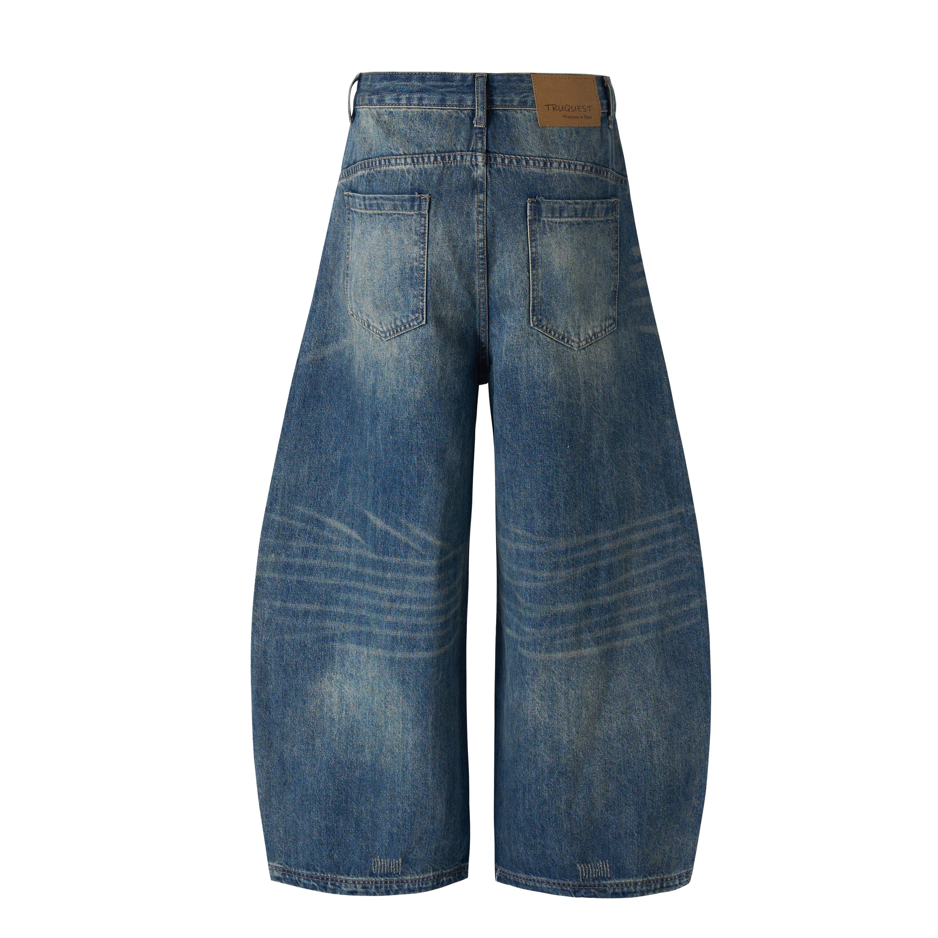 Wave-Fade Balloon Wide-Leg Jeans | Vintage Washed Denim