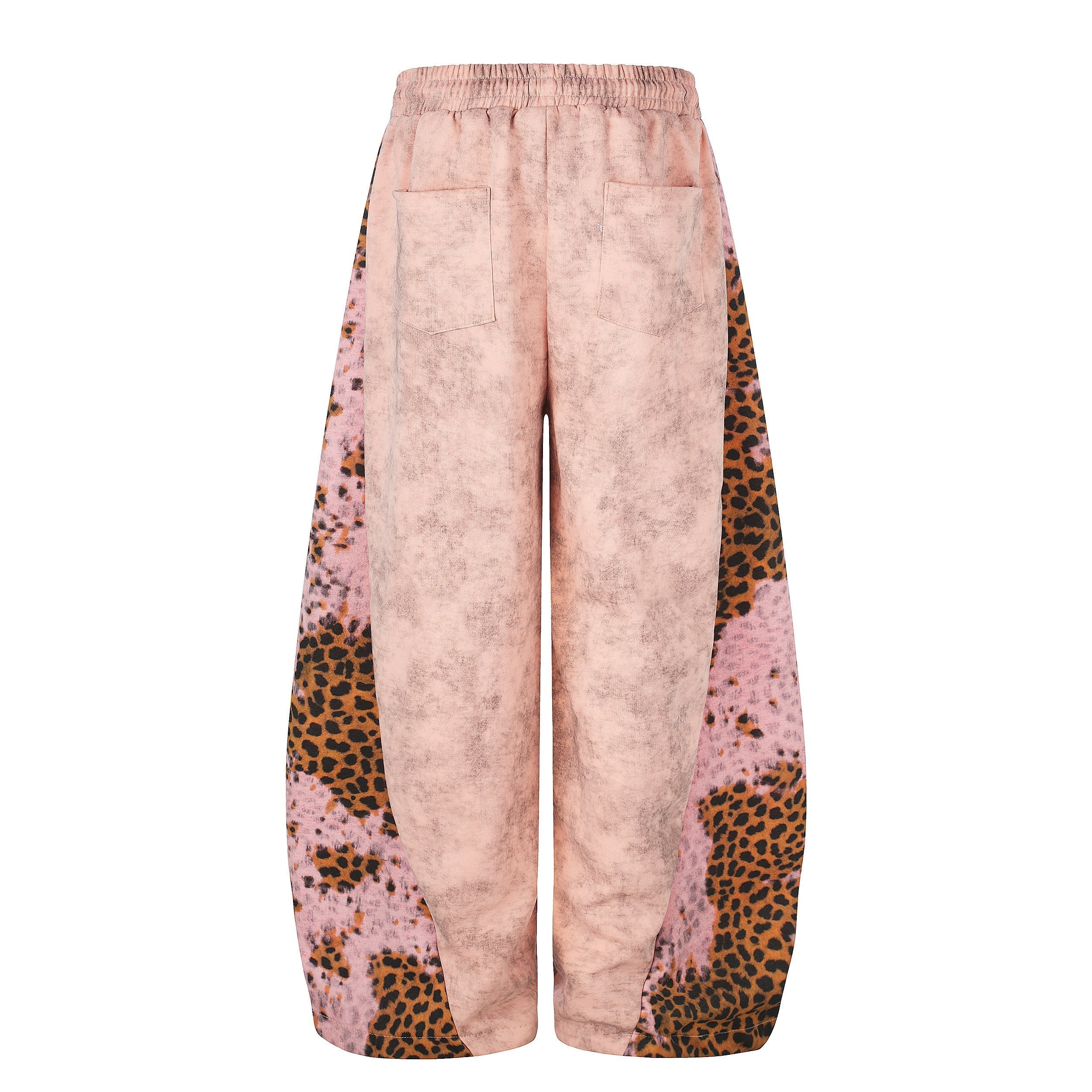 Leopard Panel Wide-Leg Sweatpants | Y2K Rhinestone Logo