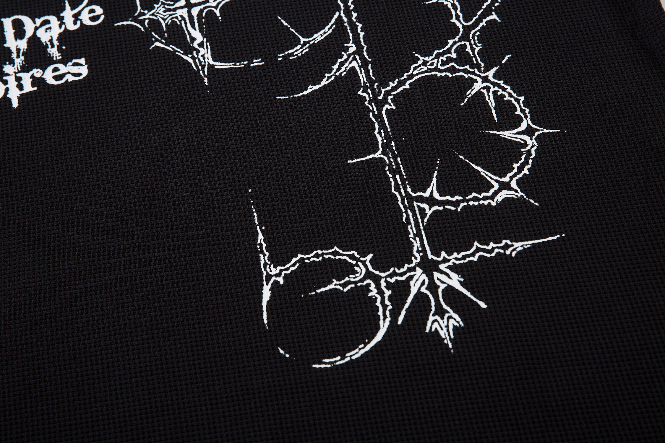 Gothic Thorn Cross Graphic Polo Shirt | Dark Streetwear