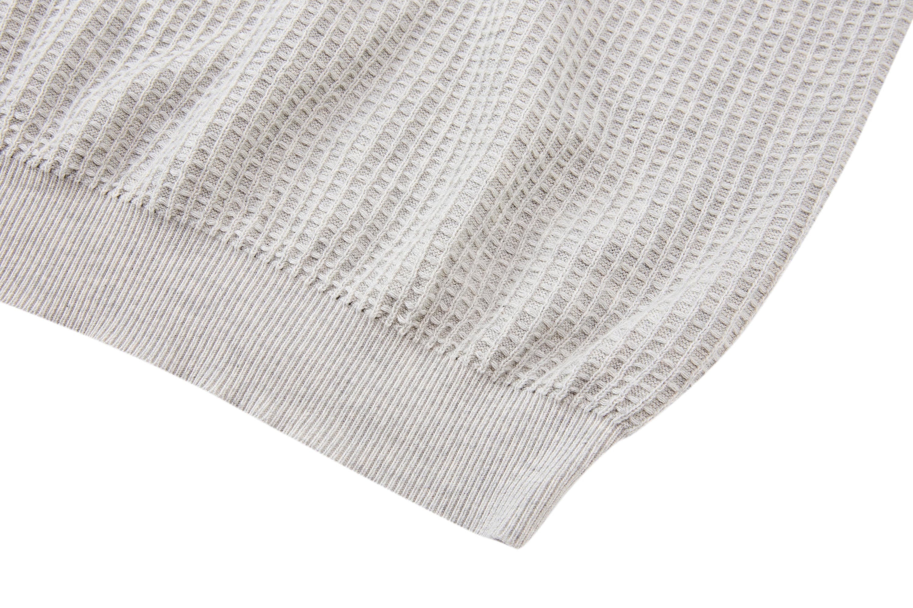 Waffle Knit Short-Sleeve Sweater | Relaxed Fit Cotton Blend