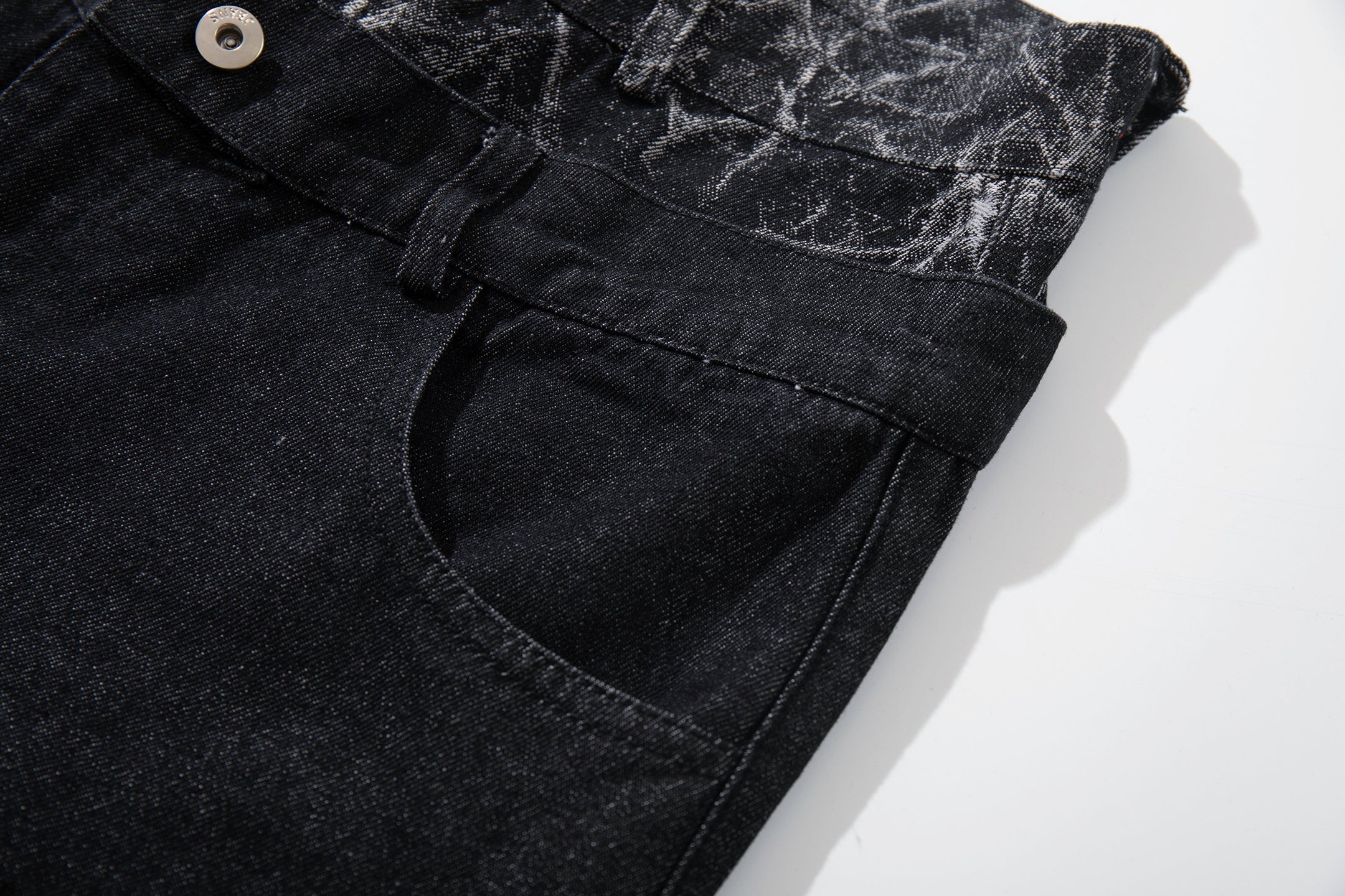 Omirad Cracked Panel Wide-Leg Denim Pants | Streetwear