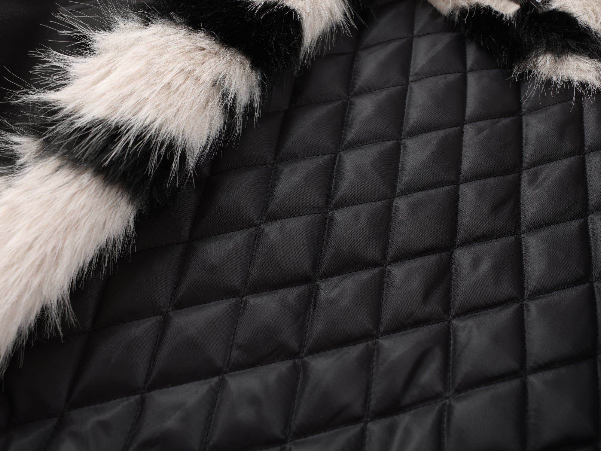 Omirad Zebra Faux Fur-Lined Black Bomber Jacket