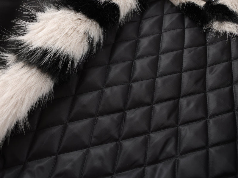 Omirad Zebra Faux Fur-Lined Black Bomber Jacket