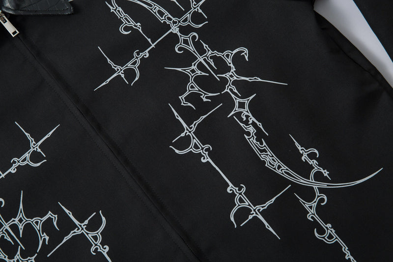 Omirad Barbed Graphic Jacket with Faux-Leather Collar