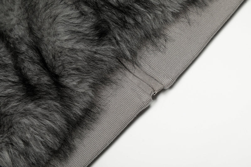 Reversible Faux Fur & Suede Hooded Bomber Jacket