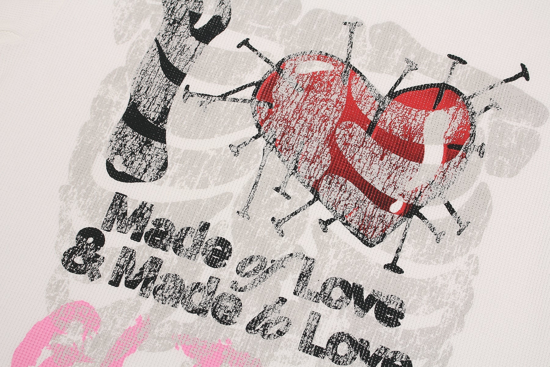 Omirad Made of Love Distressed Heart Graphic Streetwear Tee