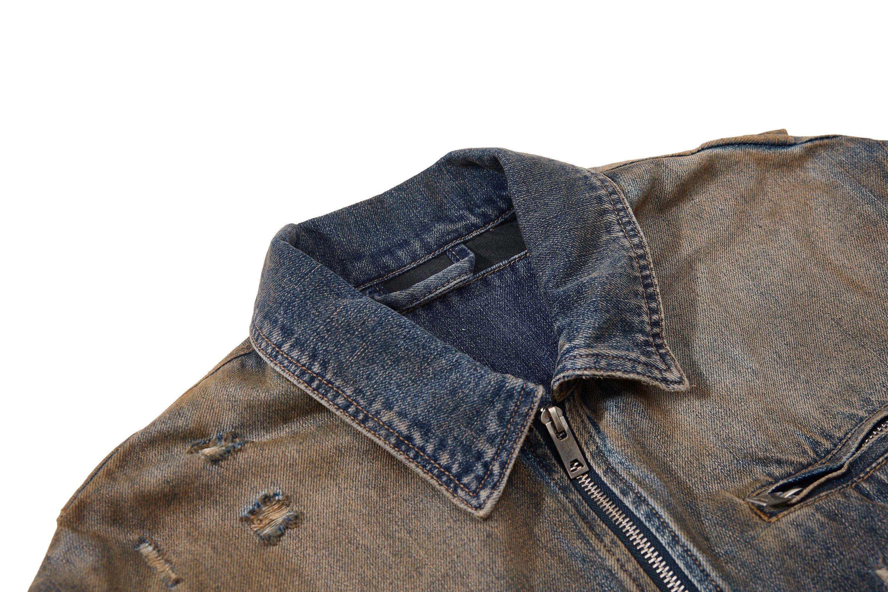 Omirad Vintage Distressed Denim Jacket | Washed Cropped Fit