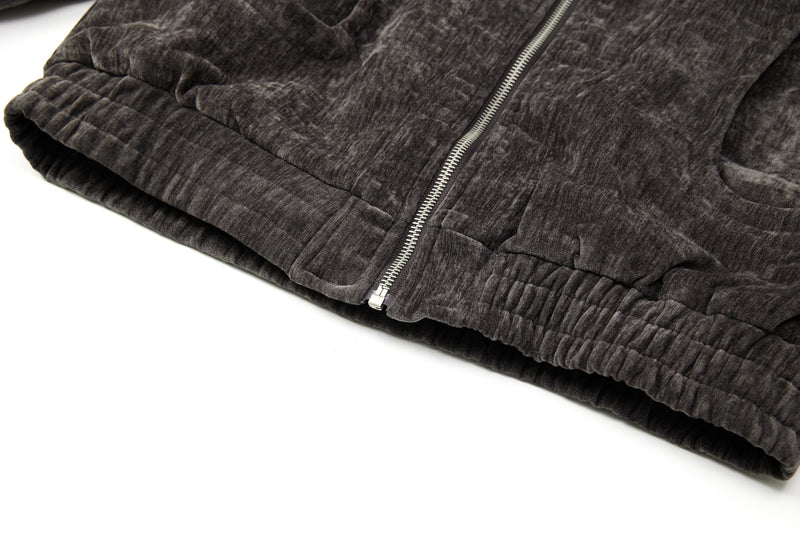 Omirad Chenille Bomber Jacket with Faux-Leather Collar