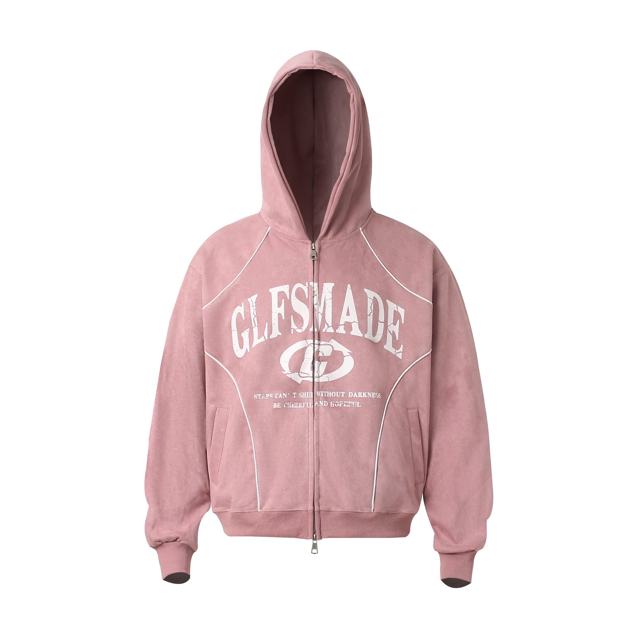 GLFSMADE Suede Graphic Zip-Up Hoodie | Streetwear Fleece