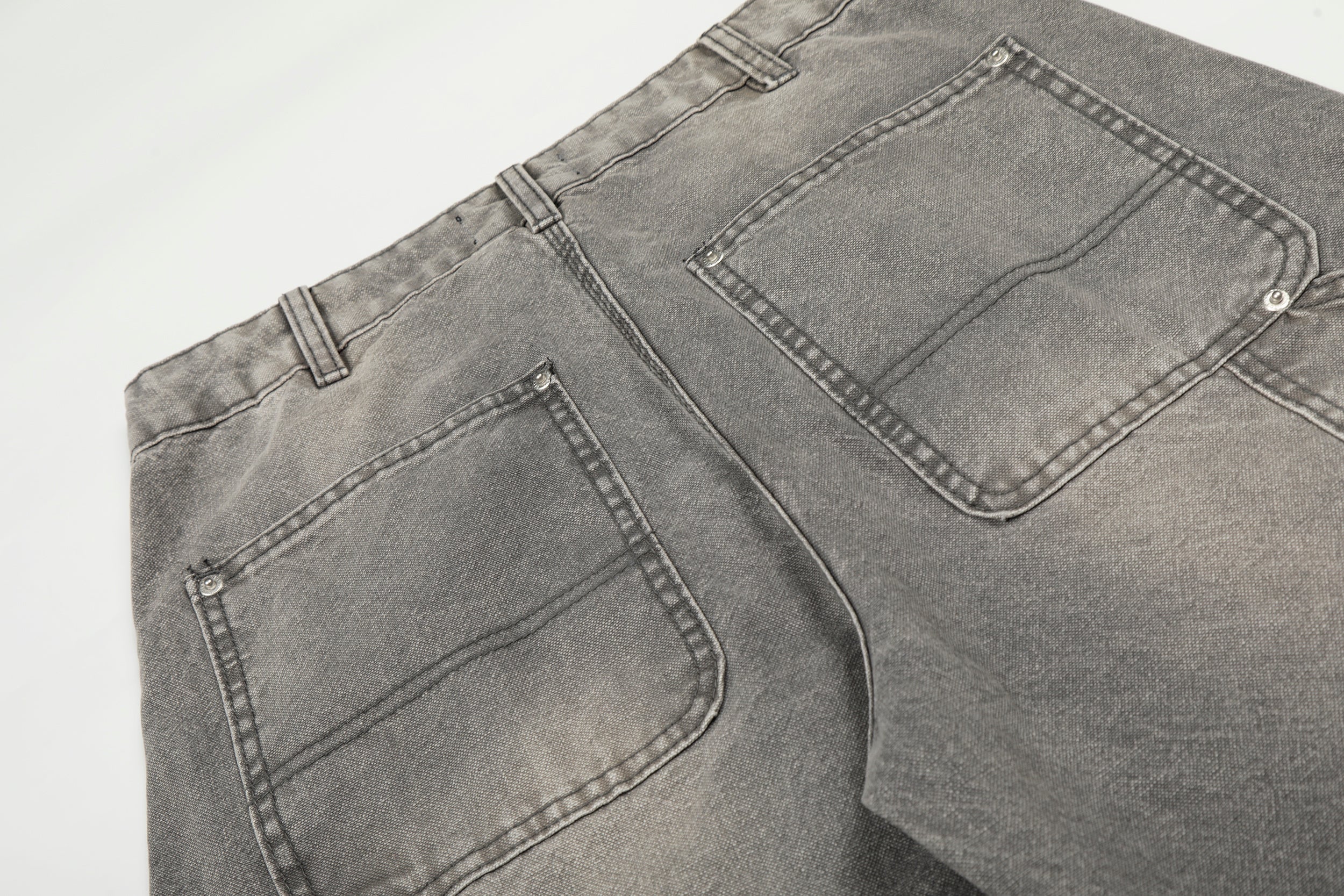 Washed Distressed Utility Carpenter Jeans | Wide Leg