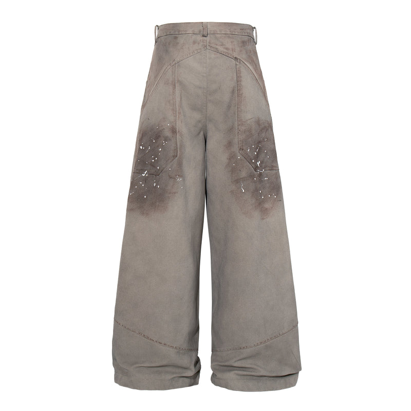 Omirad Distressed Panel Wide-Leg Pants | Paint Splatter