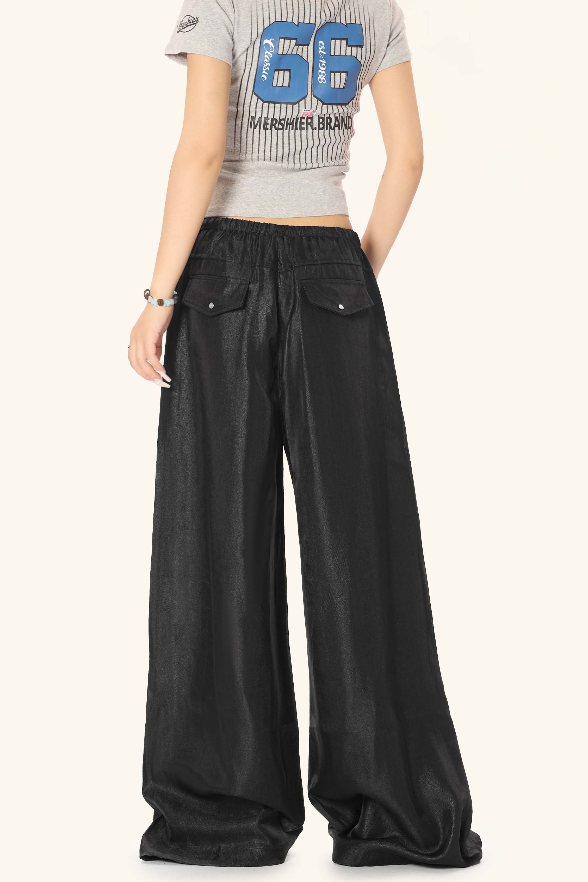 Omirad Glossy Utility Cargo Pants | Wide Leg Barrel Fit