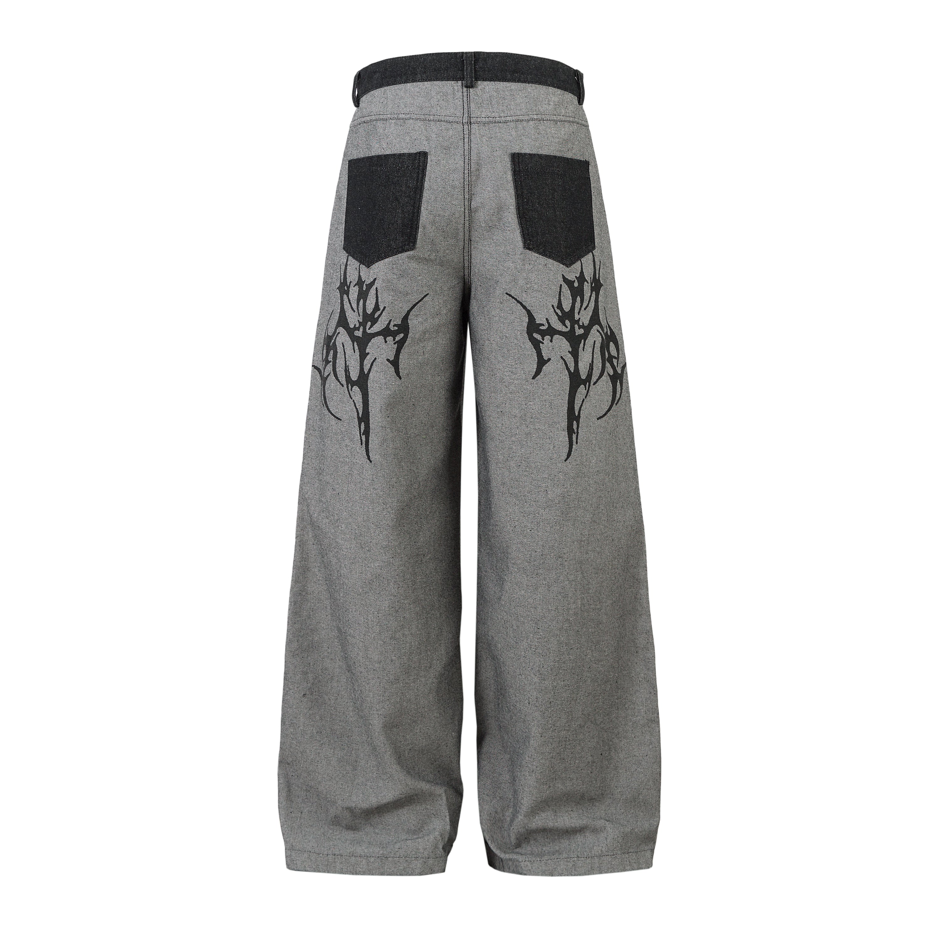 Tribal Graphic Wide-Leg Jeans | Oversized Streetwear Pants