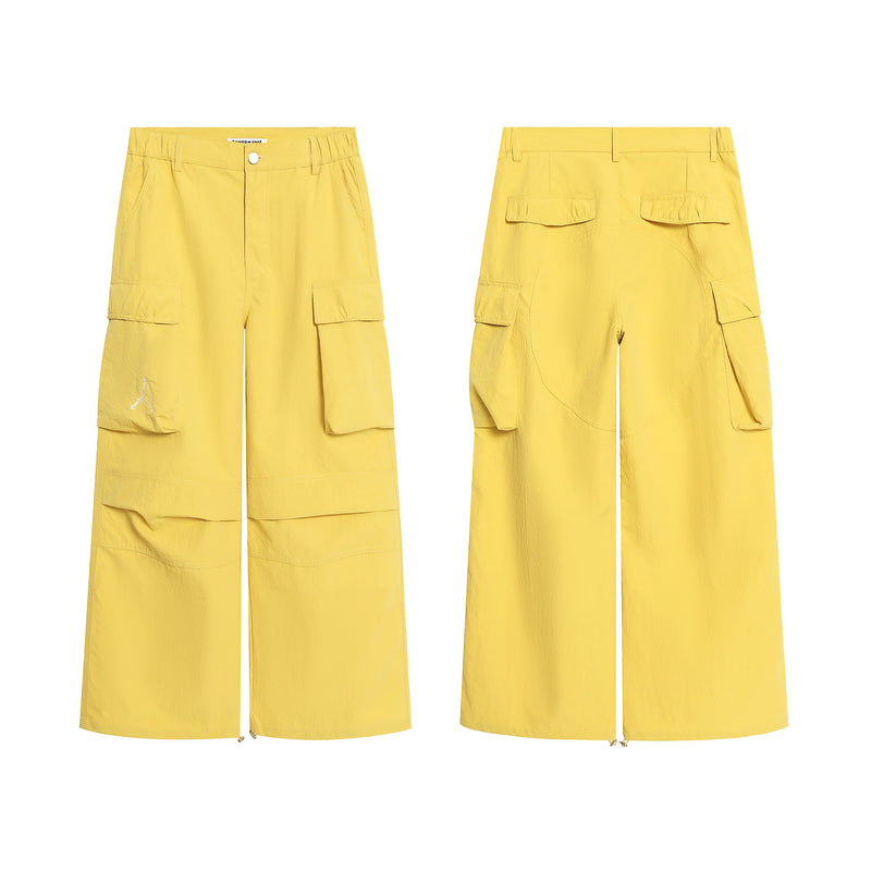 Wide-Leg Nylon Cargo Pants | Y2K Street Style