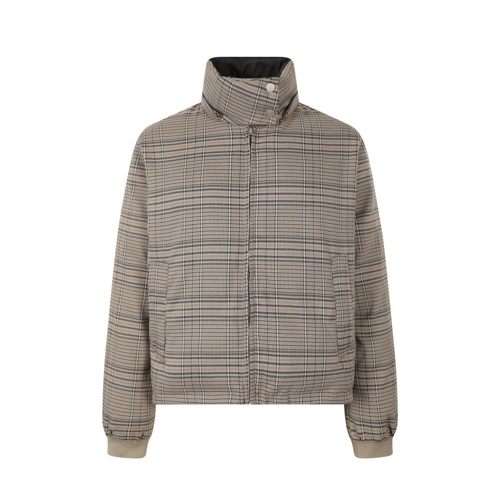 Reversible Plaid Faux Fur Hooded Puffer Jacket | SEAKOFF