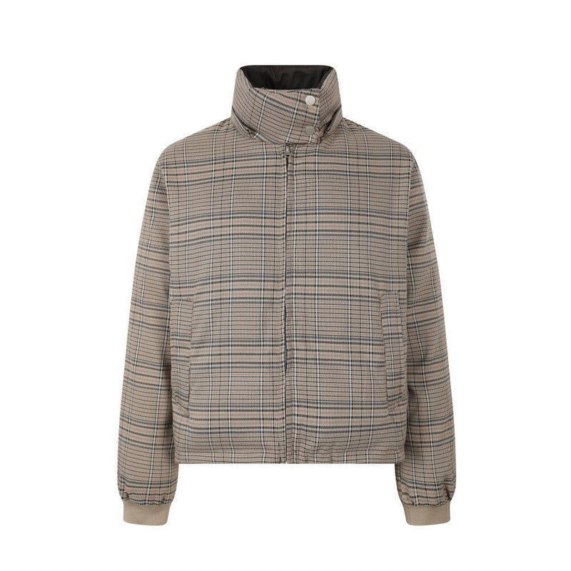 Reversible Plaid Faux Fur Hooded Puffer Jacket | SEAKOFF
