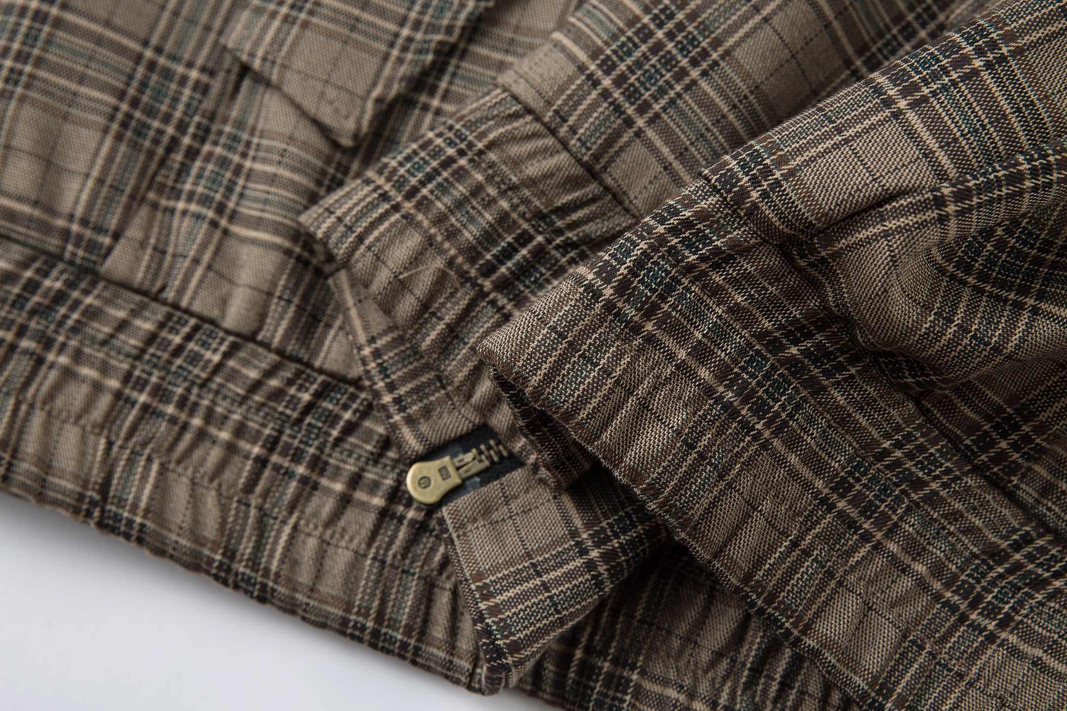 Vintage Plaid Stand-Collar Zip Jacket | Retro Check Pattern