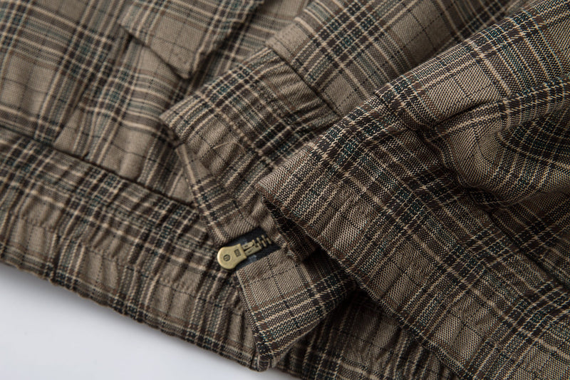 Vintage Plaid Stand-Collar Zip Jacket | Retro Check Pattern