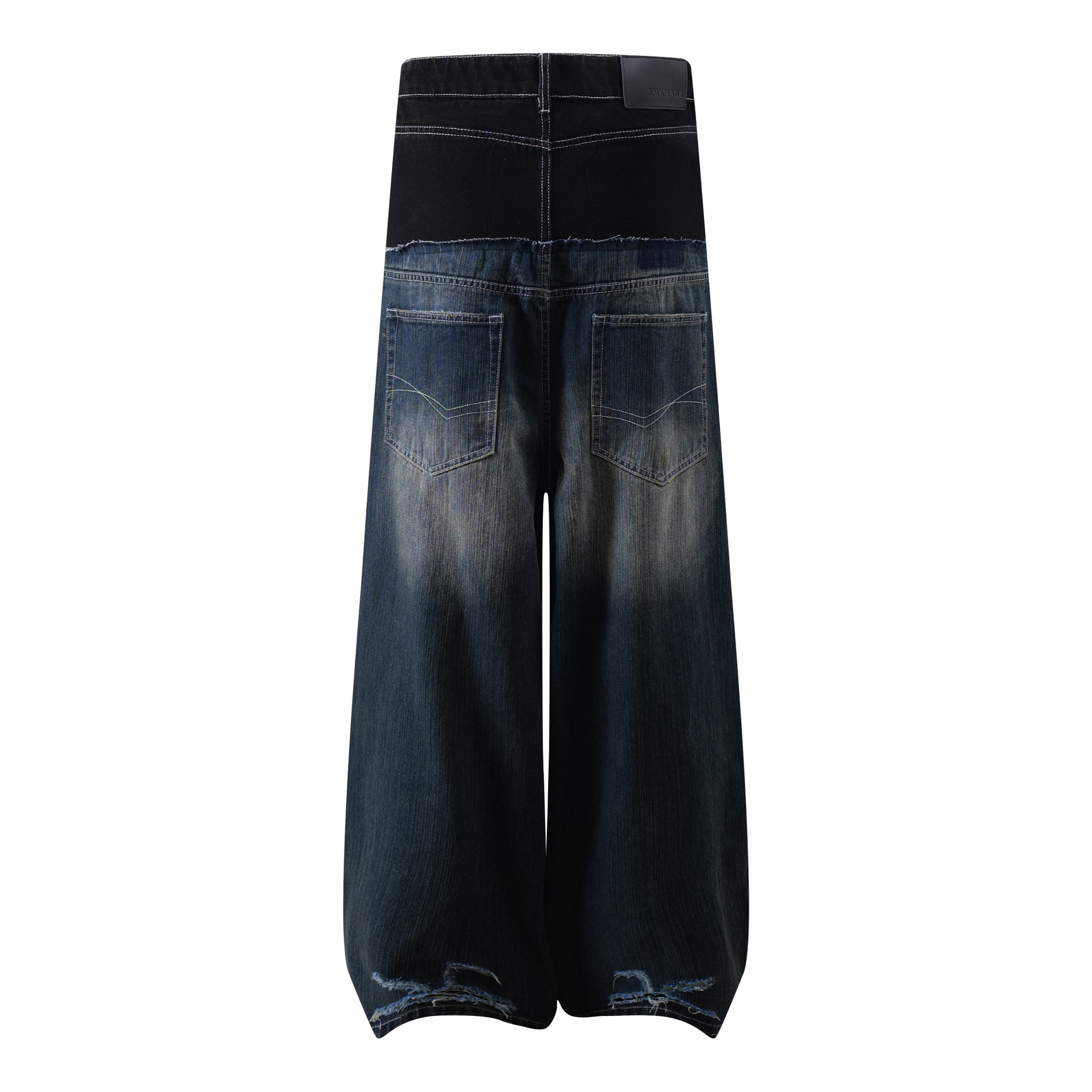 Omirad Two-Tone Washed Balloon Wide-Leg Jeans