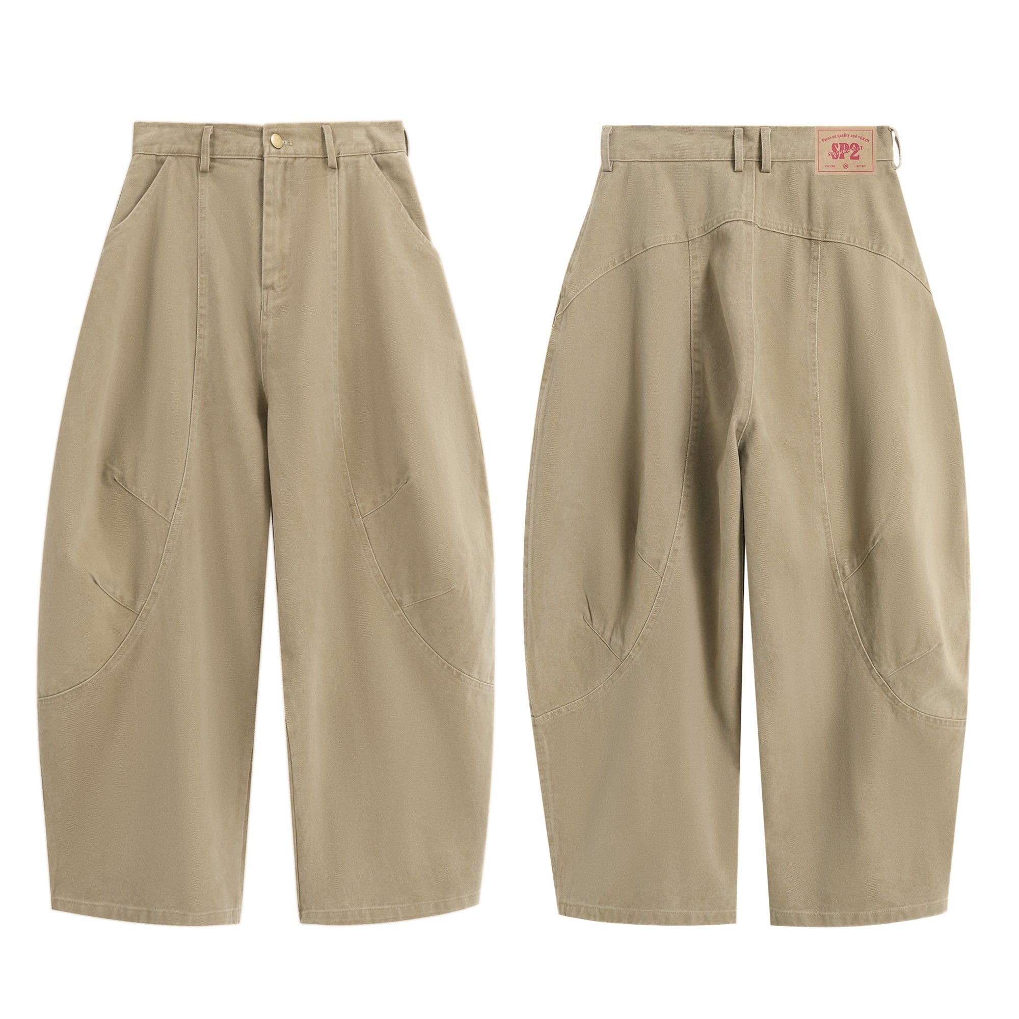 Curved-Cut Barrel Leg Pants | Heavyweight Cotton Trousers