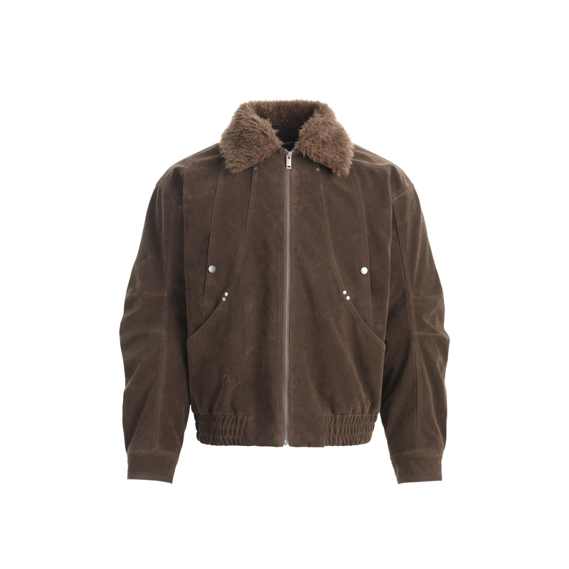 Faux-Fur Collar Vintage Bomber Jacket | Retro Aviator Style
