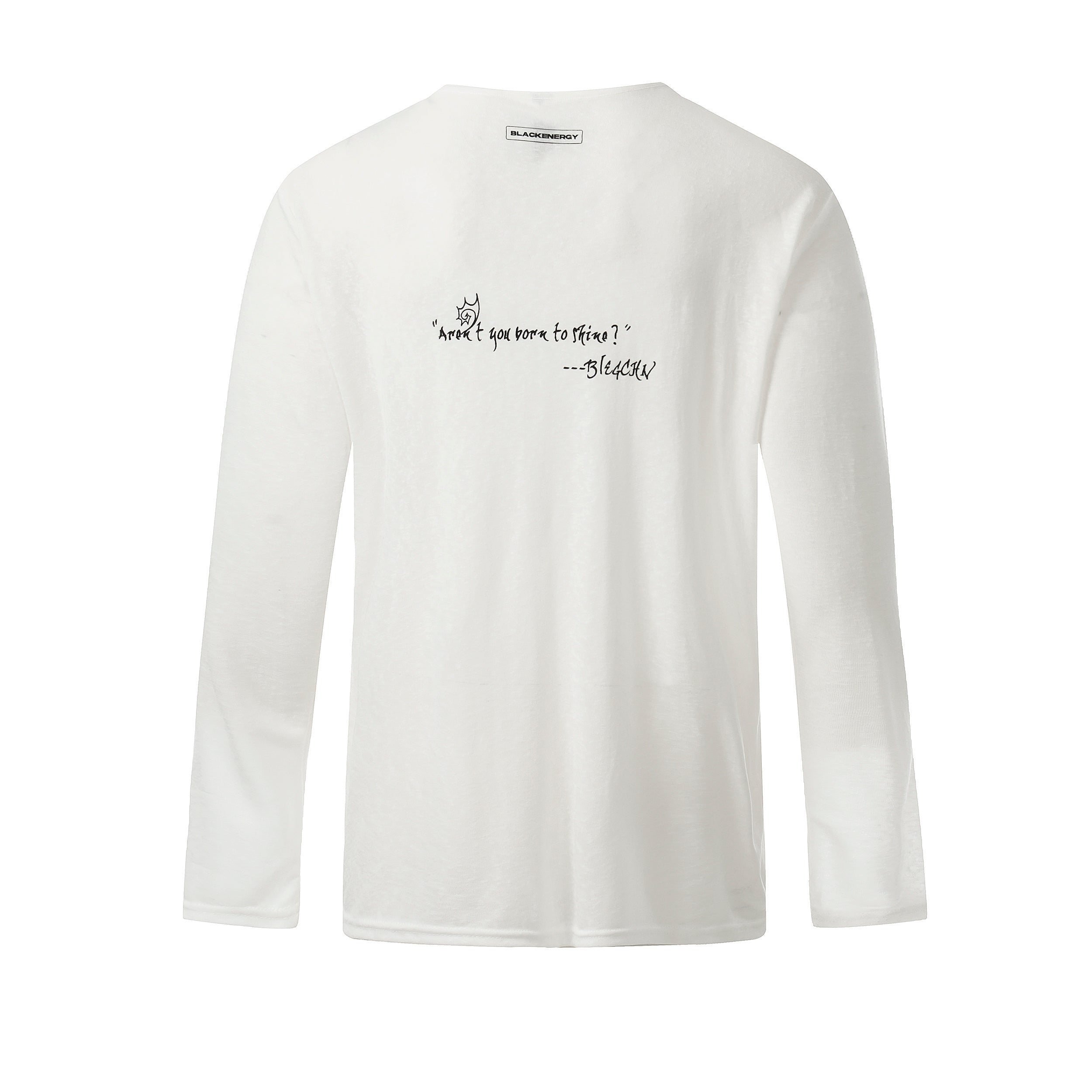 Graphic Long Sleeve Henley Tee | Faded Print Cotton Shirt