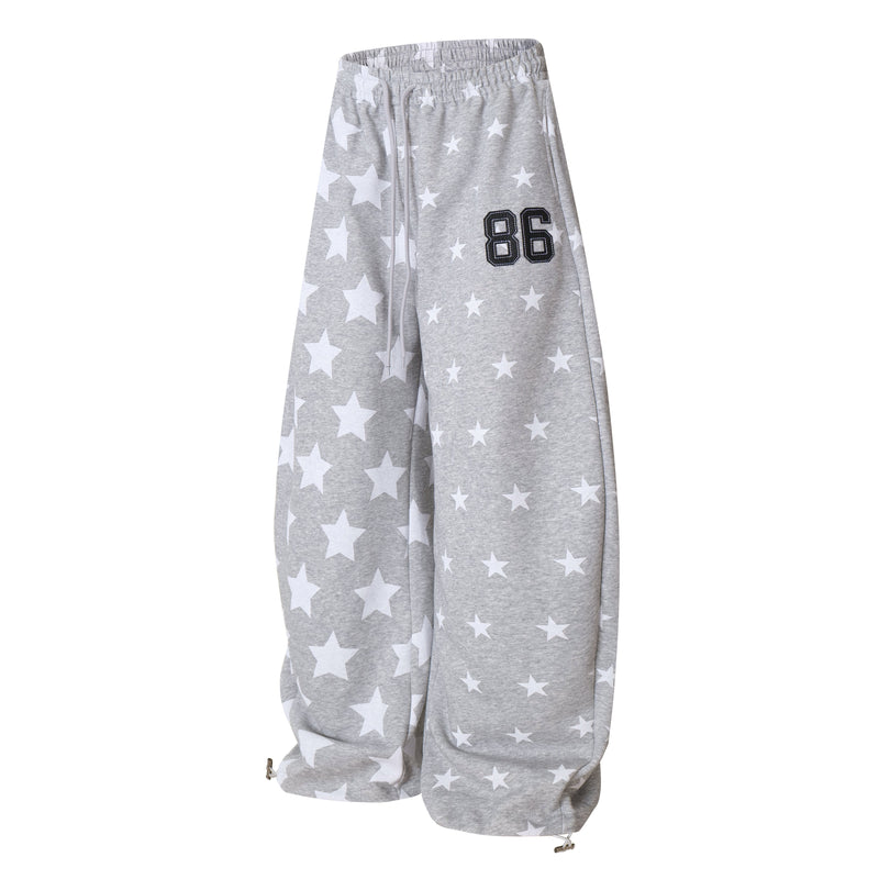 Starfield Wide-Leg Sweatpants | All-Over Star Print Streetwear