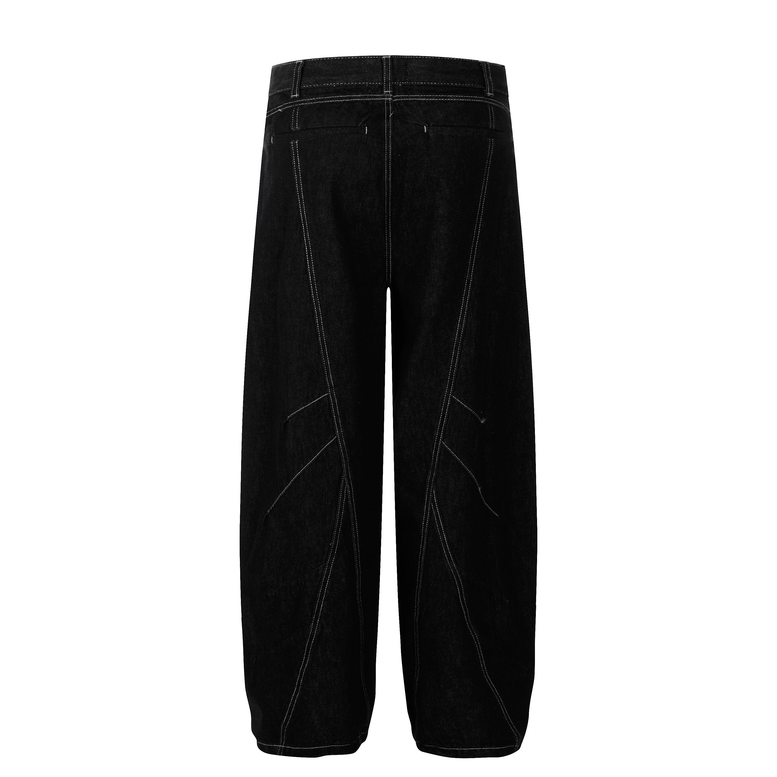 Omirad Contrast-Stitch Sculpted Wide-Leg Jeans | Dark Denim