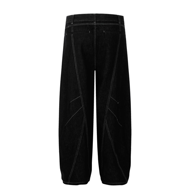 Omirad Contrast-Stitch Sculpted Wide-Leg Jeans | Dark Denim