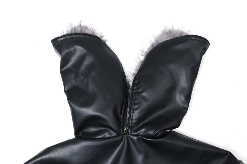 Faux Fur Hood PU Puffer Jacket | High-Gloss Street-Luxury