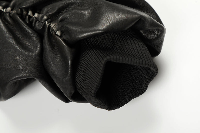 Omirad Vintage Graphic PU Leather Hoodie Bomber Jacket