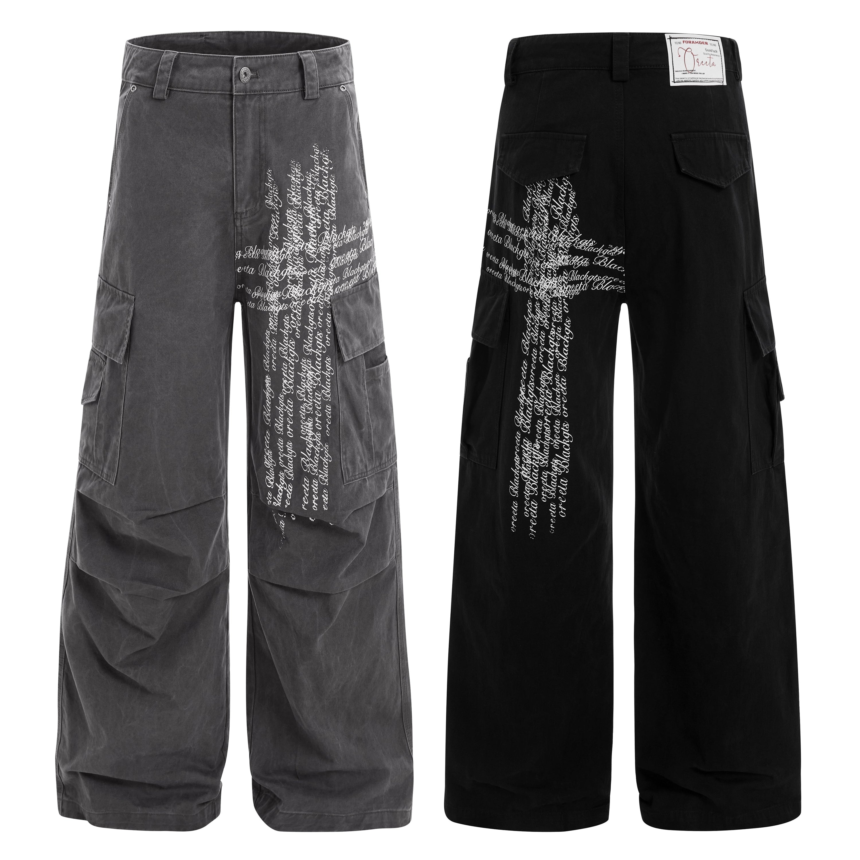 Omirad Cross Script Cargo Pants | Vintage Wash Streetwear