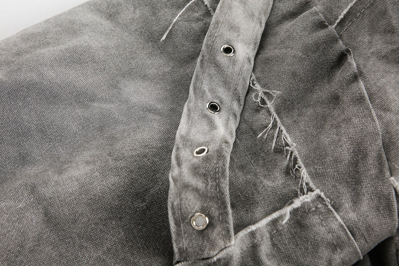 Distressed Patchwork Hoodie Jacket | Washed Streetwear