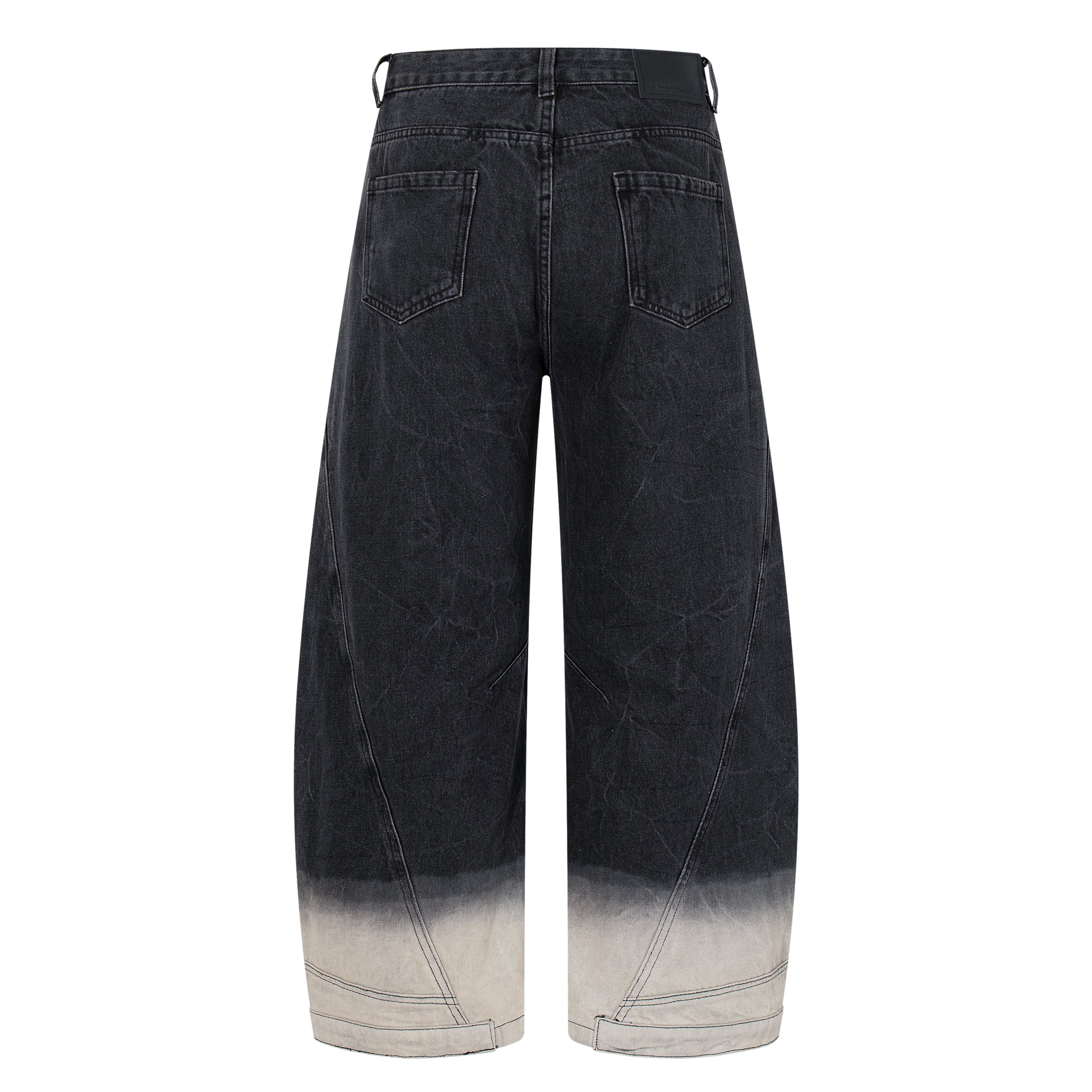 Gradient Washed Wide-Leg Denim Jeans | Curved Panel