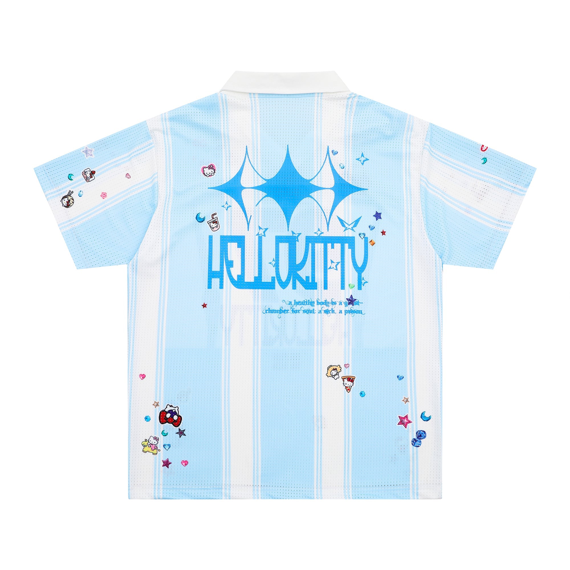Hello Kitty Varsity Mesh Jersey | Striped Athletic Street Top
