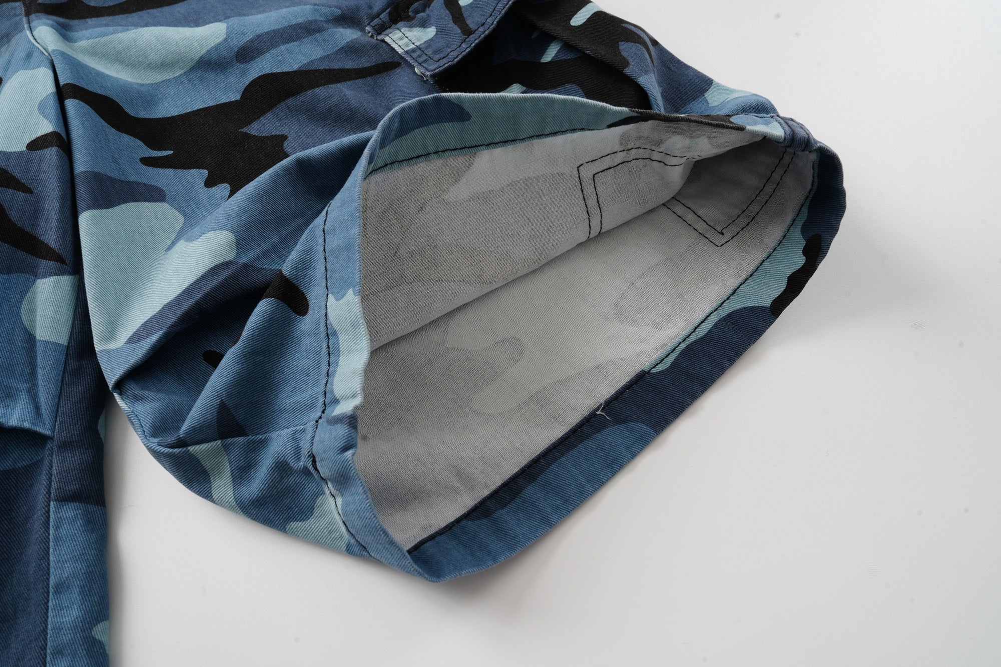 Omirad Blue Camo Cargo Shorts | Oversized Y2K Streetwear