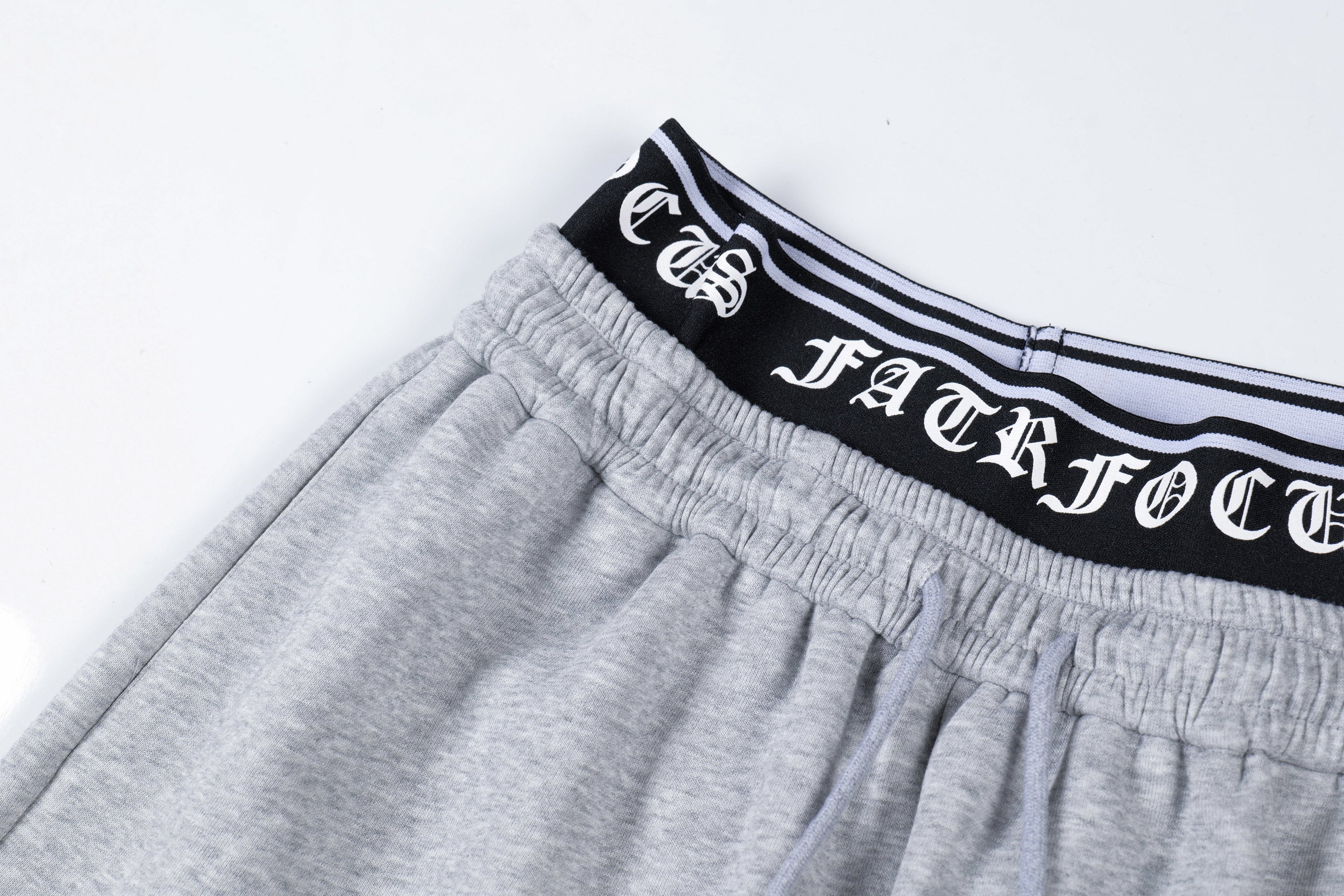 Gothic Cross Wide-Leg Sweatpants | FATFOCUS Logo Waistband