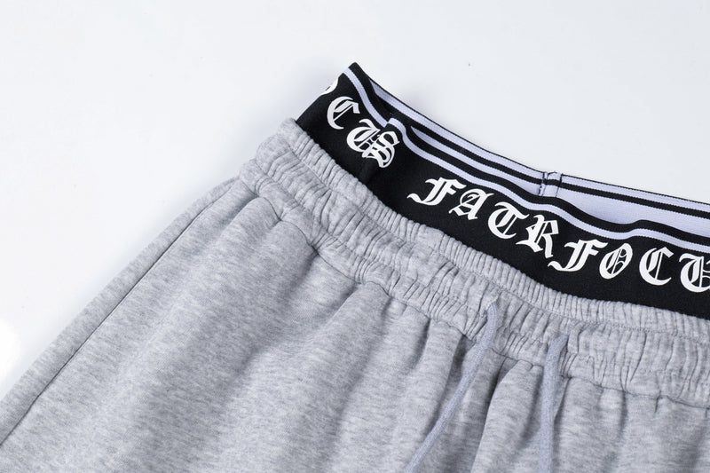 Gothic Cross Wide-Leg Sweatpants | FATFOCUS Logo Waistband