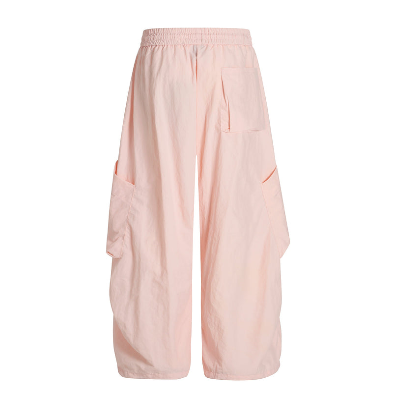 Nylon Utility Cargo Wide-Leg Pants | Pastel Streetwear
