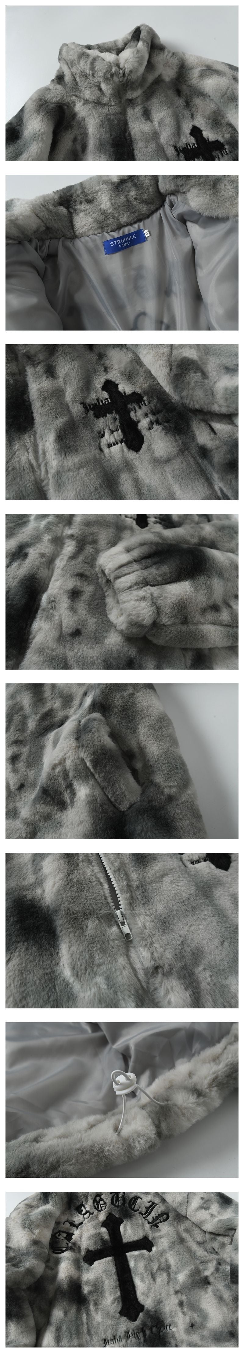 Omirad Cross Tie-Dye Fleece Jacket | Street-Goth Winter Coat