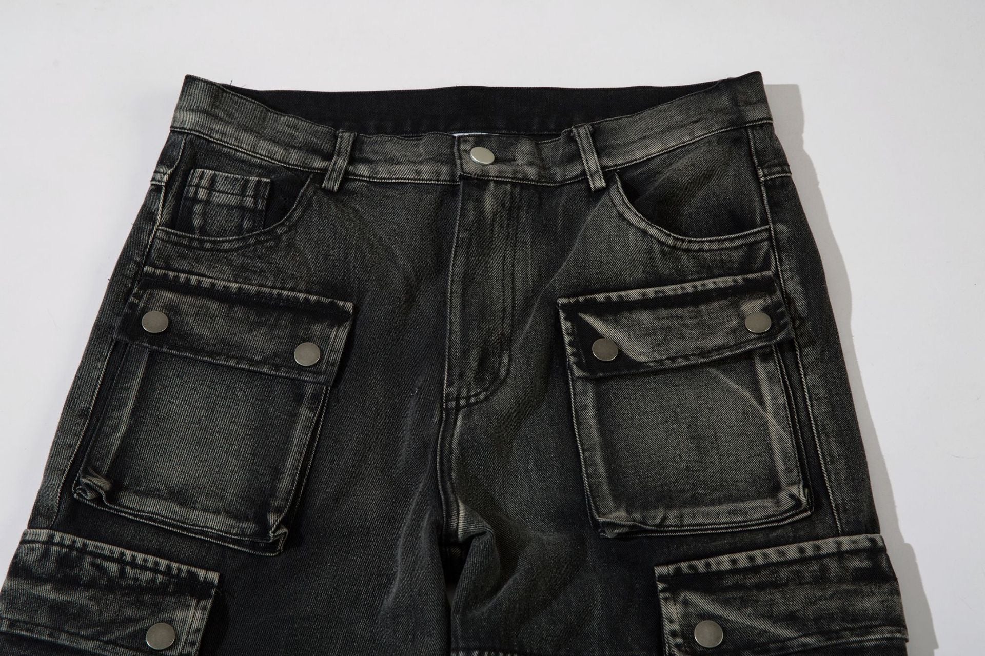Omirad Barbed-Stitch Cargo Wide-Leg Jeans | Streetwear