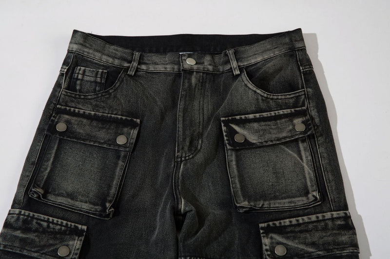 Omirad Barbed-Stitch Cargo Wide-Leg Jeans | Streetwear