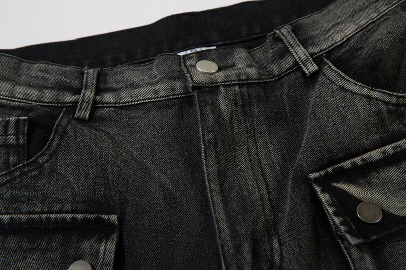 Omirad Barbed-Stitch Cargo Wide-Leg Jeans | Streetwear