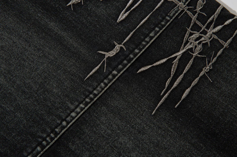 Omirad Barbed-Stitch Cargo Wide-Leg Jeans | Streetwear