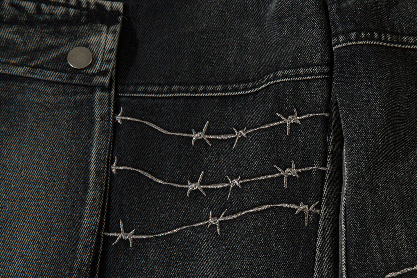 Omirad Barbed-Stitch Cargo Wide-Leg Jeans | Streetwear