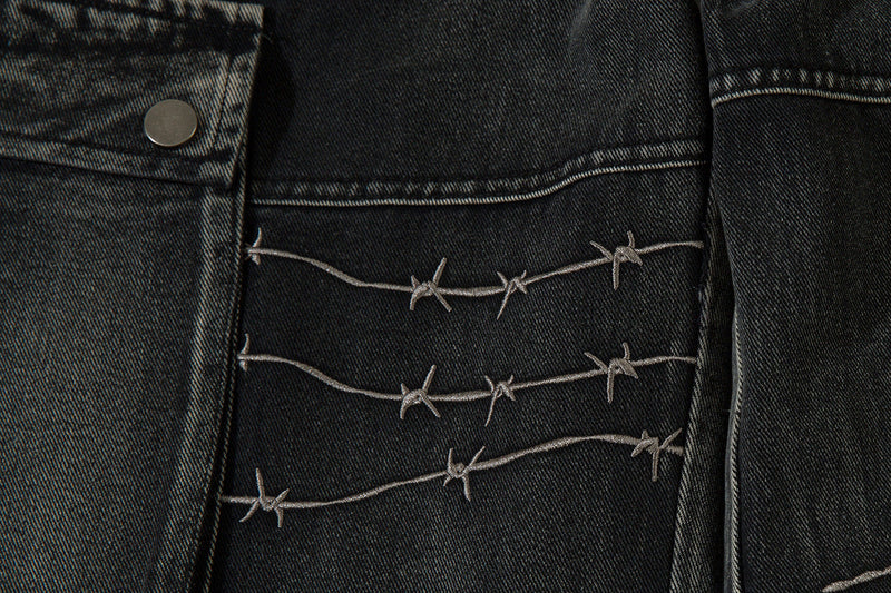 Omirad Barbed-Stitch Cargo Wide-Leg Jeans | Streetwear